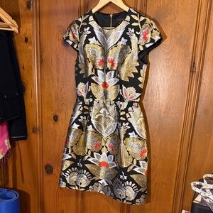 Ted Baker Black and Gold Floral Mini Dress